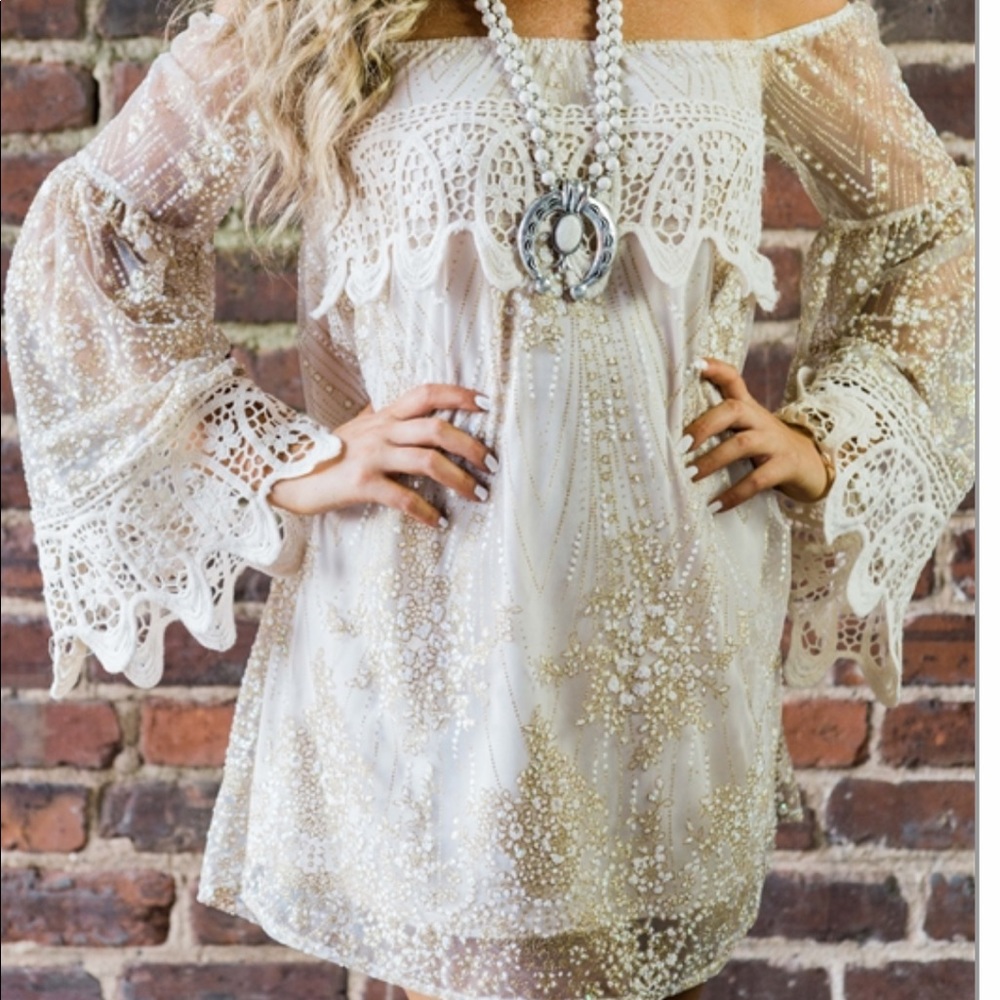 GYPSY GOLD DRESS. SOUTHERN FRIED CHICS